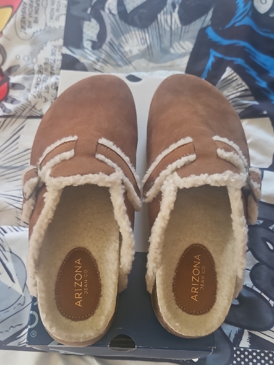 Arizona Jean Company Shoes - Arizona Jean Company  Tan Shearling-Lined Slip-On Slippers